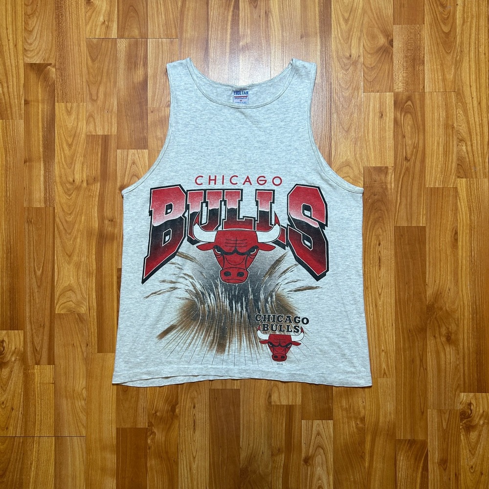 Vintage 90s Chicago Bulls True Fan Mens Tank Top M Gray Single Stitch Basketball
